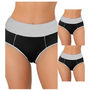 Allegra K Women's High Waist Tummy Control Color-Block Available in Plus Size Briefs 3 Packs - 1 of 4