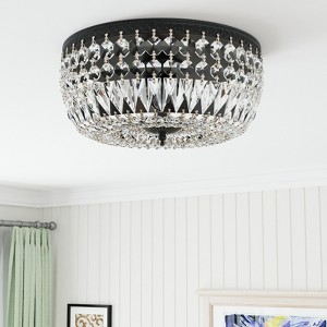 Maxax Black 3-Light Crystal Flush Mount Ceiling Light, Dimmable Modern Chandelier for Bedroom,Living Room - 1 of 4