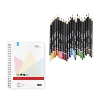Kingart 25ct Colored Pencil w/Sketch Pad Bundle