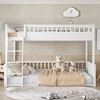 Twin XL/Full XL/Queen Over Queen Bunk Bed with Ladder and Guardrails, Convertible into Two Separate Beds, White/Natural - ModernLuxe - 2 of 4