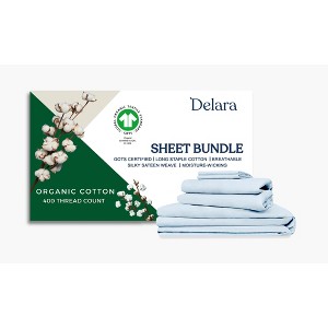 Delara GOTS Certified 100% Organic Cotton Bedding Bundle, Long Staple, Moisture-Wicking, Smooth & Breathable Bedding Set - 1 of 4