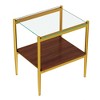 MaseiKar Set of 2 Rectangle End Table, Tempered Glass Tabletop with MDF layer, Modern Table for Living Room , Transparent Glass - 3 of 4