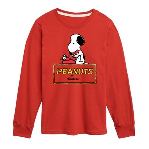 Boys' - Peanuts - Snoopy Typing Long Sleeve Graphic T-Shirt - 1 of 4
