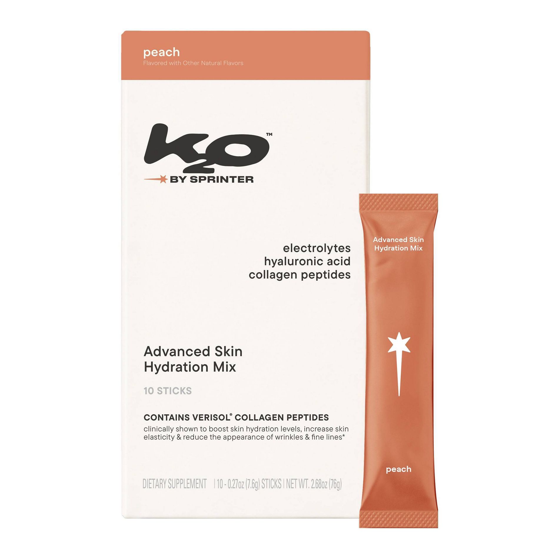 K2O Advanced Skin Hydration Drink Mix - Peach - 10ct