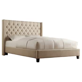 Highland Park Button Tufted Wingback Bed Queen Oatmeal - Inspire Q