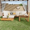 Christopher Knight Home Taylor Outdoor 4 Pieces Slat Design Acacia Wood Sectional Sofa Set with Coffee Table - 2 of 4