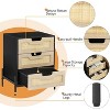 Rattan Nightstand, Boho Bedside Table with 3 Drawers, Sturdy Metal Legs, Large Storage, Modern Night Stand for Bedroom & Living Room, Black - 4 of 4