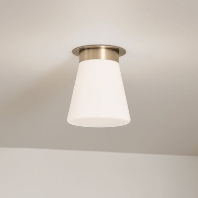 Champagne Bronze 8.5" LED Flush Mount with Opal Glass Shade