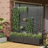 SpassWay Black Metal Planter Box with Trellis Raised Garden Bed with Arbor Privacy Screen with Wheels - 3 of 4