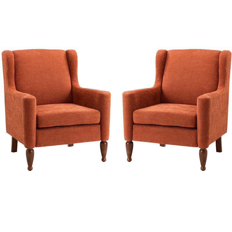 Set of 2 Arwid Armchair with Squared Arms and Solid Wood Legs for Living Room and Bed Room  | ARTFUL LIVING DESIGN, 2 of 11