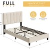 Homhougo Twin Size Bed Frame with Adjustable Headboard, Linen Upholstered Twin Platform Bedframe with Strong Wooden Slats, Easy Assembly, Grey - 2 of 4