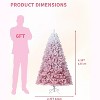 Pre-lit Artificial Christmas Tree with 800 Warm White LED Lights, Snow Flocked Christmas Tree with 1918 Branch Tips & Metal Stand, Pink - 3 of 4