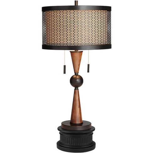 Franklin Iron Works Hunter Rustic Farmhouse Table Lamp With Round Riser ...