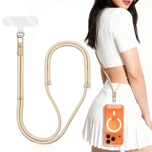 Vena Phone Lanyard Crossbody Phone Strap, Universal Cell Phone Lanyard Strap with Adjustable Lanyard for Phone Neck Holder for iPhone Android, Beige - 1 of 4