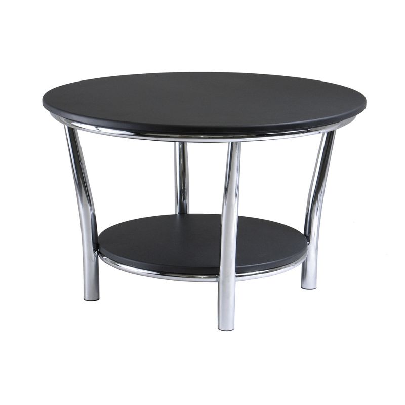 Maya Round Coffee Table, Black Top, Metal Legs - Black, Metal - Winsome, 1 of 7