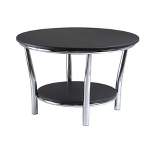 Maya Round Coffee Table, Black Top, Metal Legs - Black, Metal - Winsome