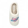 Aéropostale Women’s Fuzzy “Galaxy Heart” Mule Slippers – Ivory Slip-On House Shoes with Pink Heart-Planet & Blue Ring Embroidery - 2 of 4