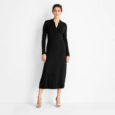 Women's Long Sleeve Sweater Maxi Dress - Future Collective Black