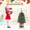 3 ft Pre-lit Christmas Tree, Potted Artificial Xmas Tree w/ 70 Lights & 16 Pinecones & 16 Red Berries - 2 of 4