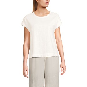 Lands' End Women's Short Sleeve Slub Boxy Crew T-Shirt - 1 of 3