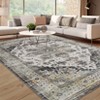 5x7 Washable Vintage Area Rug - Distressed Medallion Pattern, Non-Slip & Stain-Resistant for Living Room, Bedroom - Grey - 4 of 4