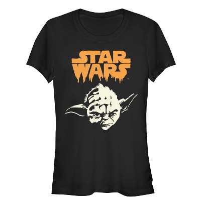 Juniors Womens Star Wars Halloween Spooky Yoda T Shirt Black Medium