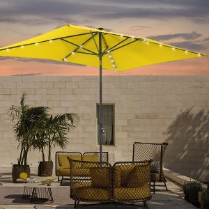 Sonkuki 6×9FT LED Rectangular Patio Umbrella w/Solar Lights, Push Button Tilt and Crank Handle - 1 of 4