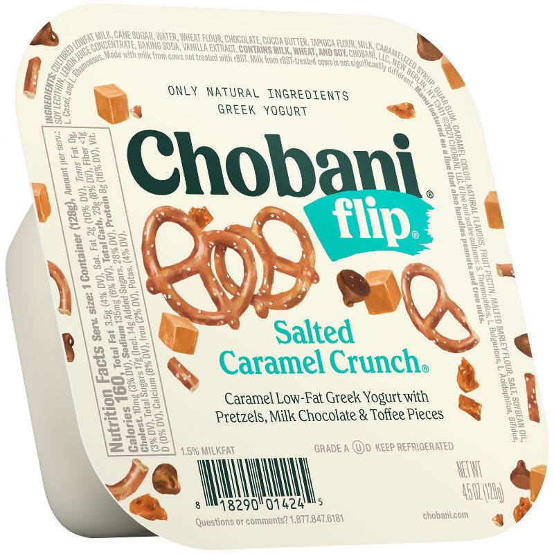 Chobani Flip Low-Fat Salted Caramel, Chocolate and Toffee Crunch Greek Yogurt - 4.5oz, 1 of 8