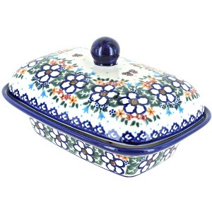 Blue Rose Polish Pottery 66 Vena Butter Tub - 1 of 2
