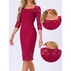Allegra K Women's Lace 3/4 Sleeve Square Neck Knee Length Sheath Dress - 2 of 4