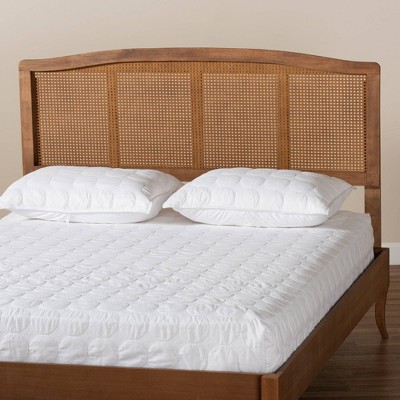 Marieke Ash Walnut Wood and Rattan Queen Headboard