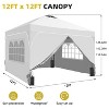 Ainfox 12ftx12ft Pop Up Canopy Tent with 4 Sidewalls One Push Tent Canopy with Wheeled Carry Bag, 8 Stakes and 4 Ropes - 2 of 4