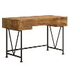 Coaster Home Furniture Analiese Industrial Home Office Writing Study Desk Laptop Table with 3 Storage Drawers and Black Metal Frame, Antique Nutmeg - 3 of 4