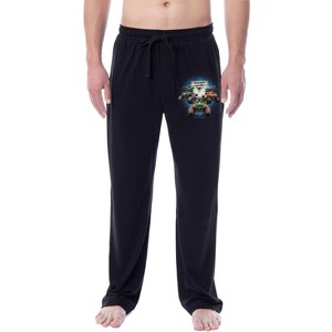 Monster Jam Mens' Trucks Megalodon Grave Digger Dragon Sleep Pajama Pants Black - 1 of 3