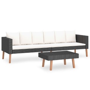 vidaXL 2 Piece Patio Lounge Set with Cushions Poly Rattan Black - 1 of 1