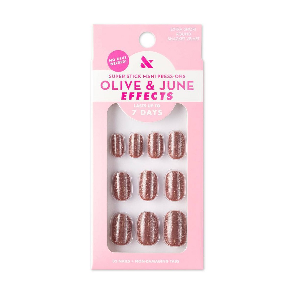 Olive & June Press-On Fake Nails Effects Tabs - XS Squoval - Shacket Velvet - 32ct