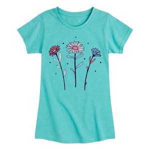 Girls' - Instant Message - Red White and Blue Daisies Fitted Short Sleeve Graphic T-Shirt - 1 of 4