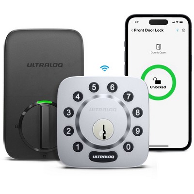 ULTRALOQ U-Bolt 5-in-1 Bluetooth Enabled and Keypad Smart Deadbolt Door Lock with Wi-Fi Built-in Satin Nic: Zinc, Voice Control, Fire-Resistant