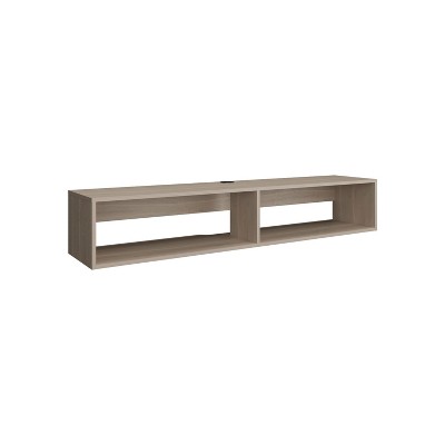 Vynxaria Modern TV Stand 10.4" H with 2 Shelves, White Oak Finish