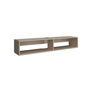 Vynxaria Modern TV Stand 10.4" H with 2 Shelves, White Oak Finish - 1 of 4