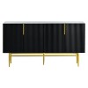 Hostack 4-Door Sideboard Cabinet with Gold Metal Handles and Elegant Storage for Dining and Living Room, Black - 2 of 4