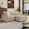 Modular Corduroy Deep Seat L-Shaped Sectional Sofa with 4 Pillows and Removable Ottoman for Living Room, Bedroom, or Apartment - 3 of 4