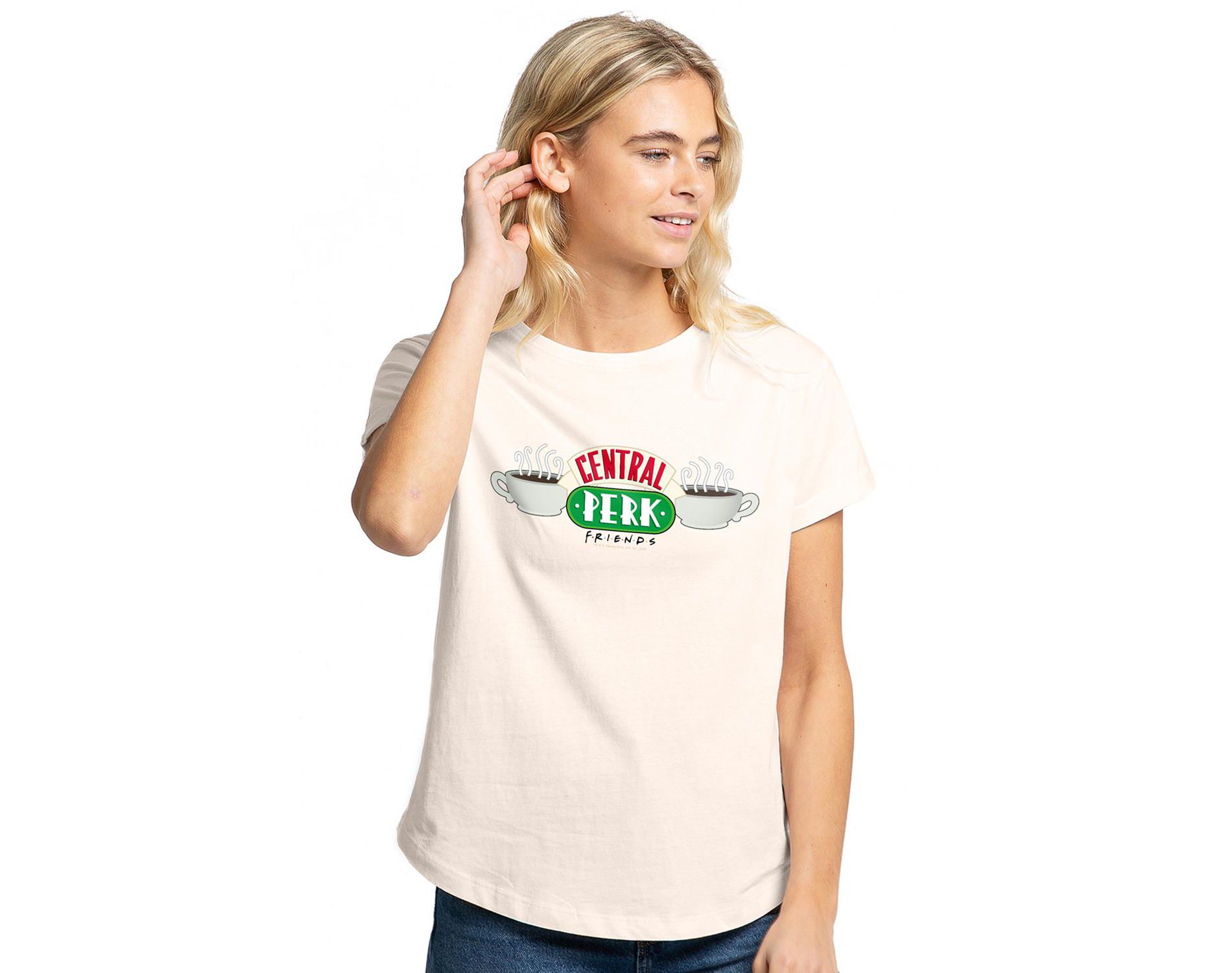 Women's Friends Central Perk Logo Rolled Sleeve Fashion T-Shirt