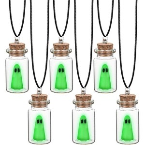 6 Pcs Glow in The Dark Ghost in a Bottle Necklace Set - Unique Halloween Gift for Women & Men - 1 of 4