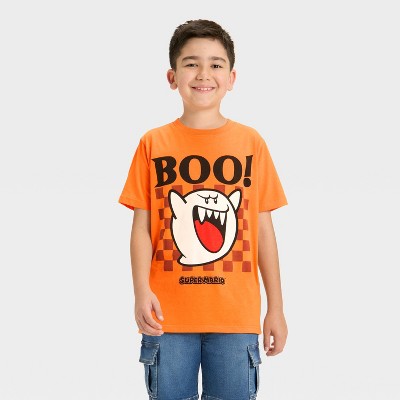 Boys' Super Mario Boo Halloween Short Sleeve Graphic T-Shirt - Orange