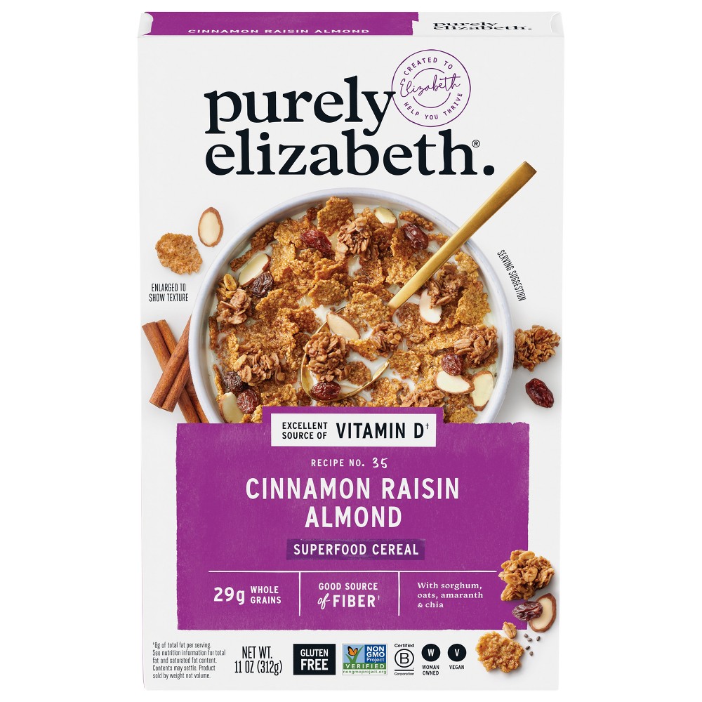 purely elizabeth. Cinnamon Raisin Almond Superfood Breakfast Cereal - 11oz