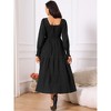 INSPIRE CHIC Women's Fall Smocked Long Sleeve Square Neck Flowy Casual Maxi Tiered Dresses with Pockets - 4 of 4