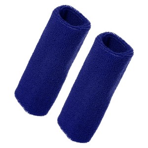 Unique Bargains Sweat Absorbing Cotton Yarn Latex Wrist Sweatbands Wrist Band 3.15"x5.91" 1 Pair - 1 of 4