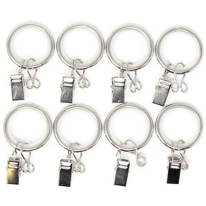 Urbanest 1-inch Metal Curtain Rings with Clips, Eyelets and Nylon Inserts Quiet Smooth (Set of 8), Fits up to 3/4 Inch Rod - 1 of 1
