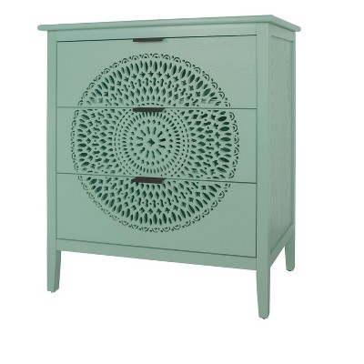 NicBex 3 Drawers Dresser for Bedroom with Hollow-Carved,Chest of Drawers with Metal Handles Design,Storage Dressers for Bedroom